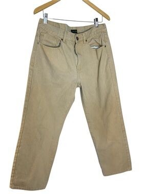 Beige Straight-Leg Jeans